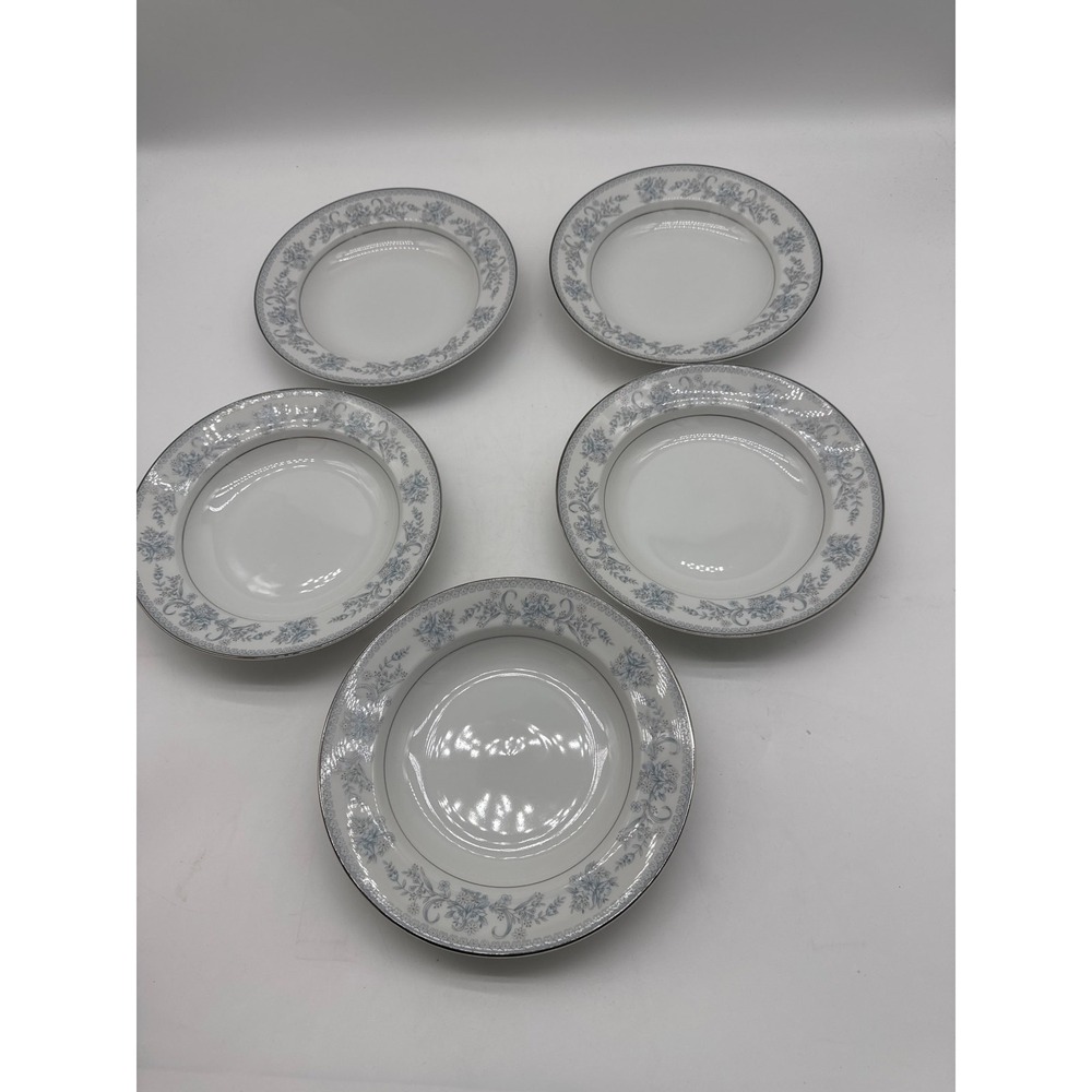 5 Mikasa Dresden Rose Rimmed Bowls 8 3/8" EUC soup/salad/sides‎